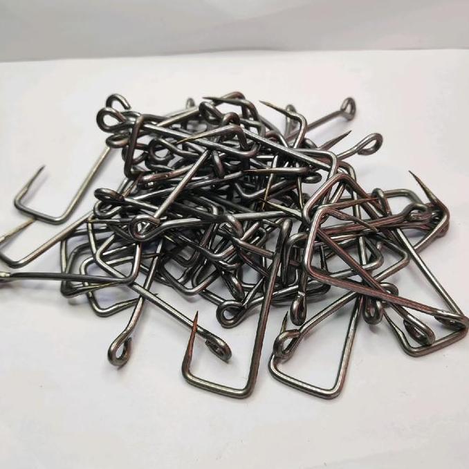 100 pcs mata pancing mata kail senggol kotak lobang. Rawe rawai kotak lobang kawat 2,5mm.panjang 5cm