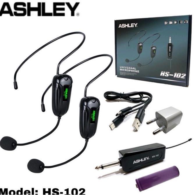MIC WIRELESS HEADSET BANDO ASHLEY HS 102 2 MIC IMAM MASJID PRESENTASI ORIGINAL