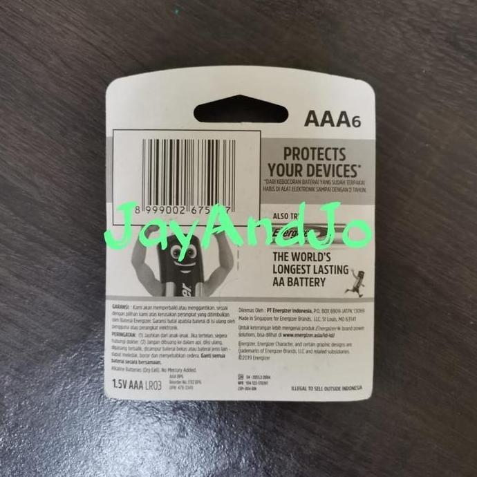 Baterai Energizer Alkaline AAA isi 6pcs 1.5V