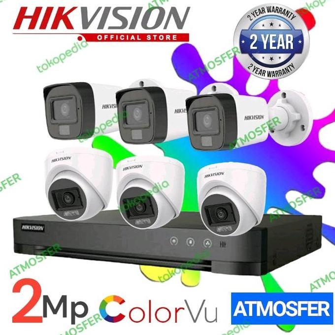 Murah Paket Cctv Hikvision 8 Channel 6 Cctv 2Mp Colorvu Lengkap Original