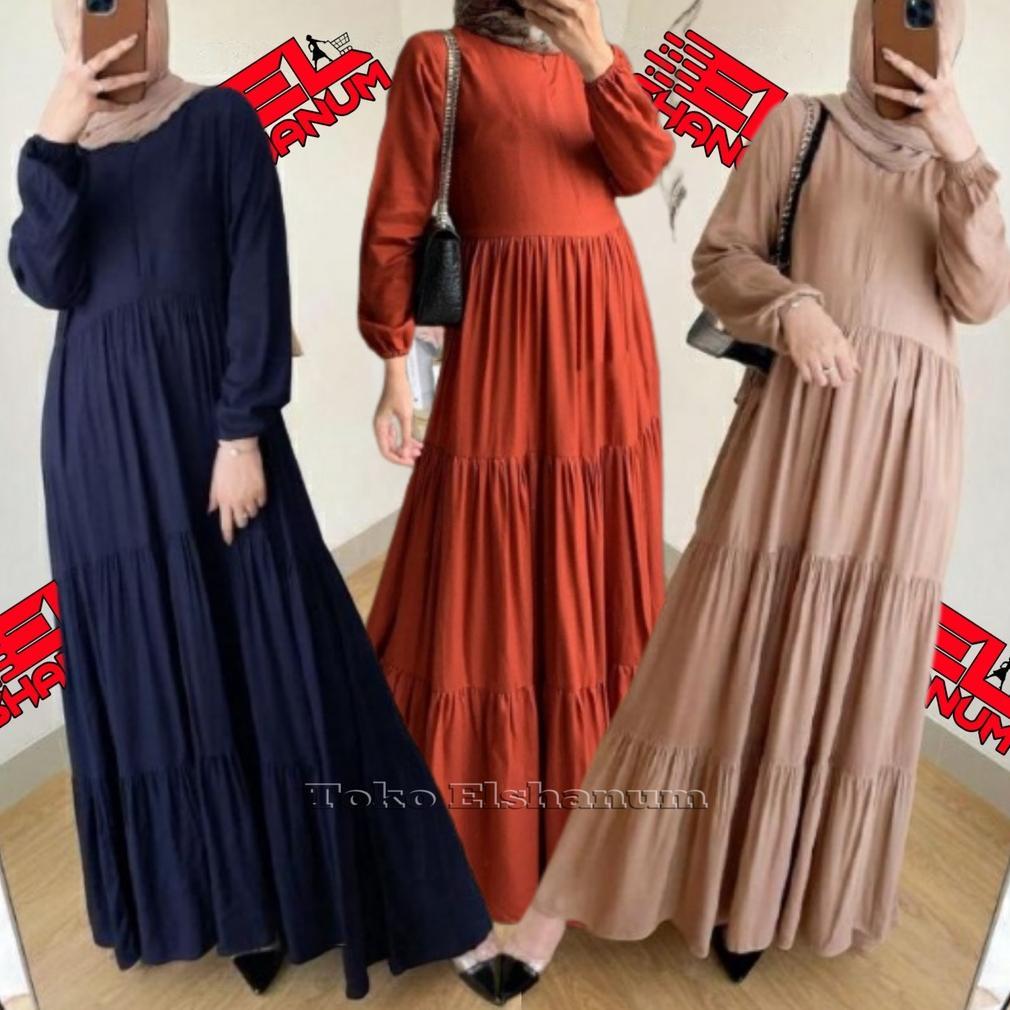 Grosir Gamis Syari Twill Polos Terbaru Rayon Kandel Super Premium Gamis Jumbo Busui Lengan Panjang K