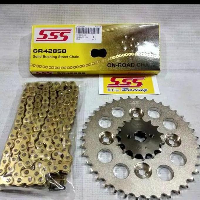 Gear Set SSS 428 Kharisma / Supra X 125 / Supra Fit New / Blade Rantai 428SB Gold