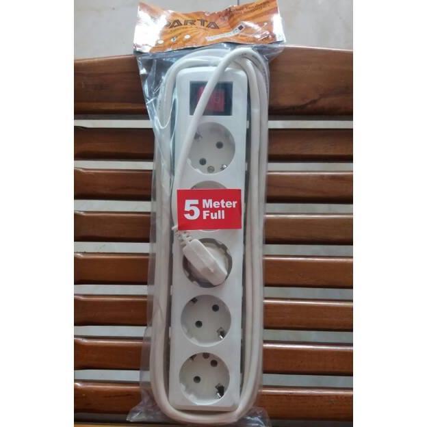 Roll Kabel Listrik 5 Meter Kuningan 5 Lubang / Stop Kontak