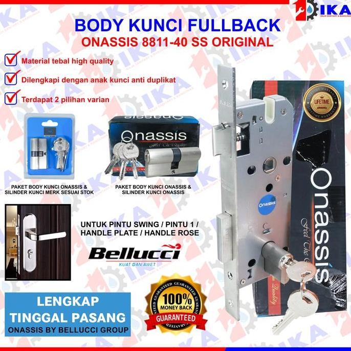 NIOCHA ONASSIS Body Fullback Onassis 8811 - 40 SS Body Kunci Pintu + Silinder Body Lock