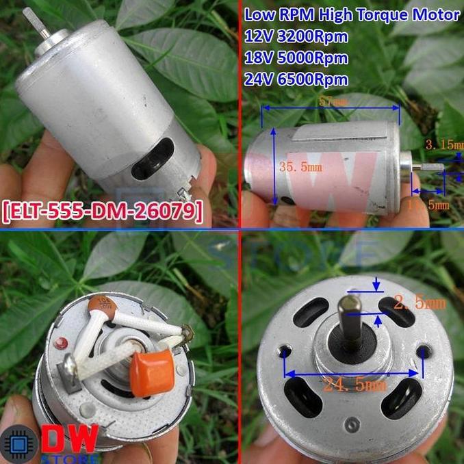 Dinamo DC Motor RS555 RS-555 12V - 24V Low RPM Speed High