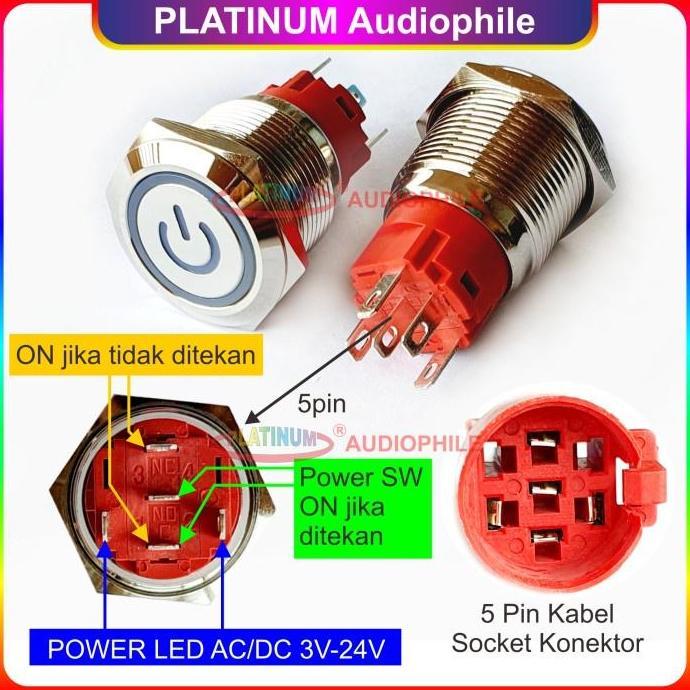 Metal Push Button Switch 19mm + logo | LOCK LATCHING |