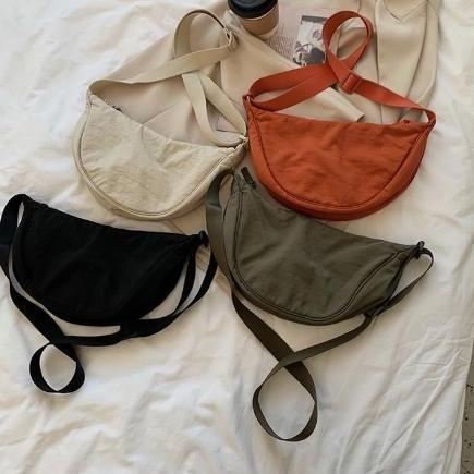 FLASH SALE GUVDIV Tas Kecil Ringan Sederhana Tas Selempang Wanita Tas Selempang Nilon Kain Pangsit T