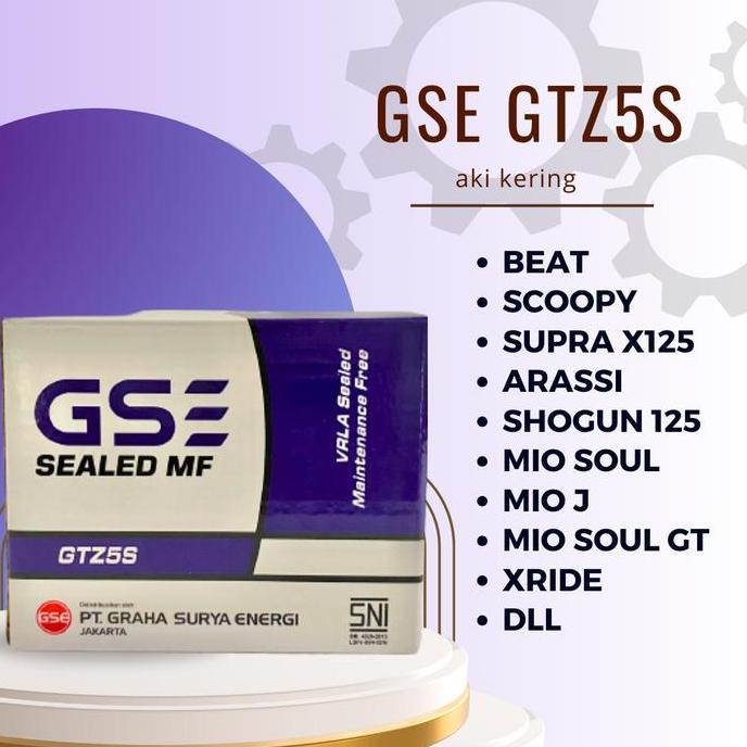 Aki Motor Gse Gtz5S 12Volt 3.5Ampere Aki Kering