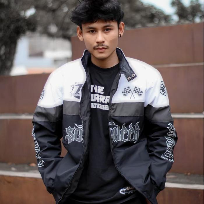 Jaket Sunmori Racing Nascar Vintage Original Salvio Hexia Hitam Putih Santai Original Dan Terpercaya