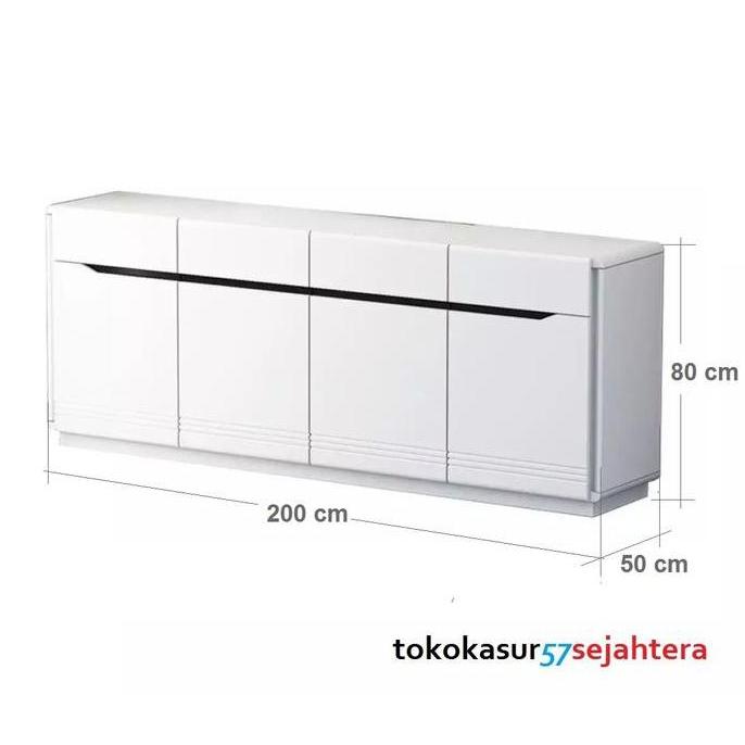SIANTANO - Lemari Samping / Lemari Serbaa / Cradenza / Bufet CR 011 White Glossy