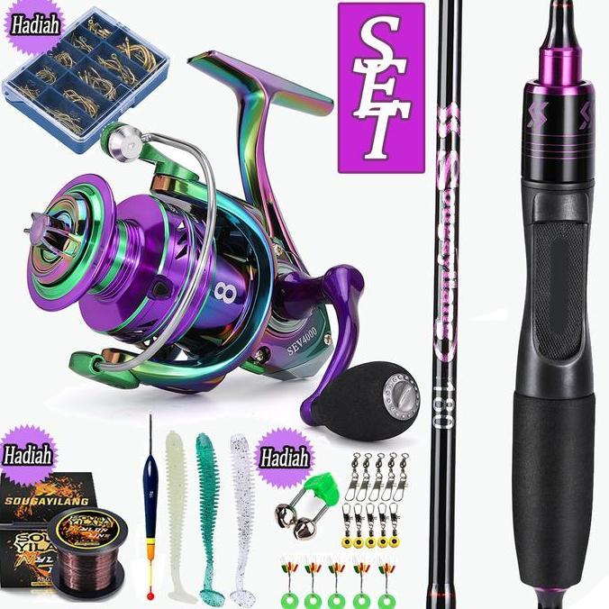 Sougayilang Pancing Set 1.8M-2.1M Karbon Fiber Dan 1000-5000 Reel Pancing Free Tas Pancing Umpan Ika