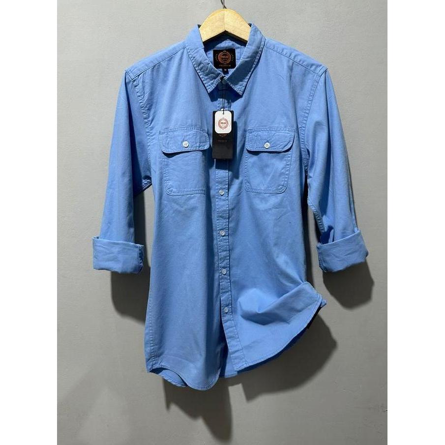 Fuku- Fds Id - Kemeja Pria Kerah Fashion Lengan Panjang Slim-Fitting Katun Tuwil Sweding