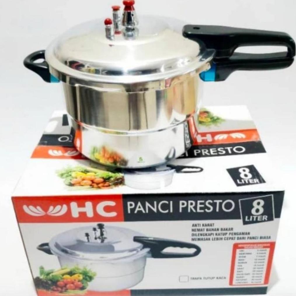 Panci Presto HC Stainless 4L 8L 12L Pressure Cooker Serbaguna
