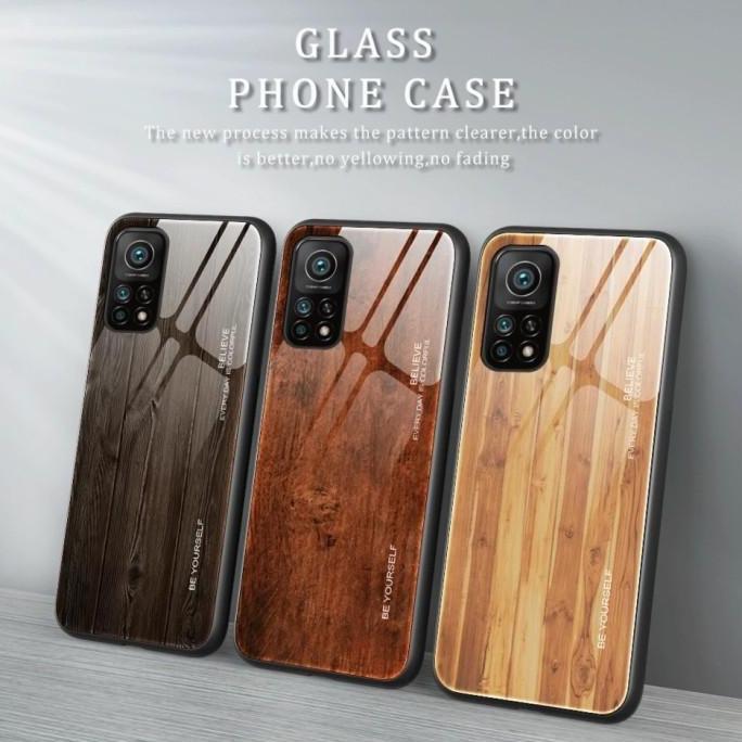 Woodgrain Glass Case Xiaomi Mi 10T Mi10T Pro Mi10TPro Cover Casing HP