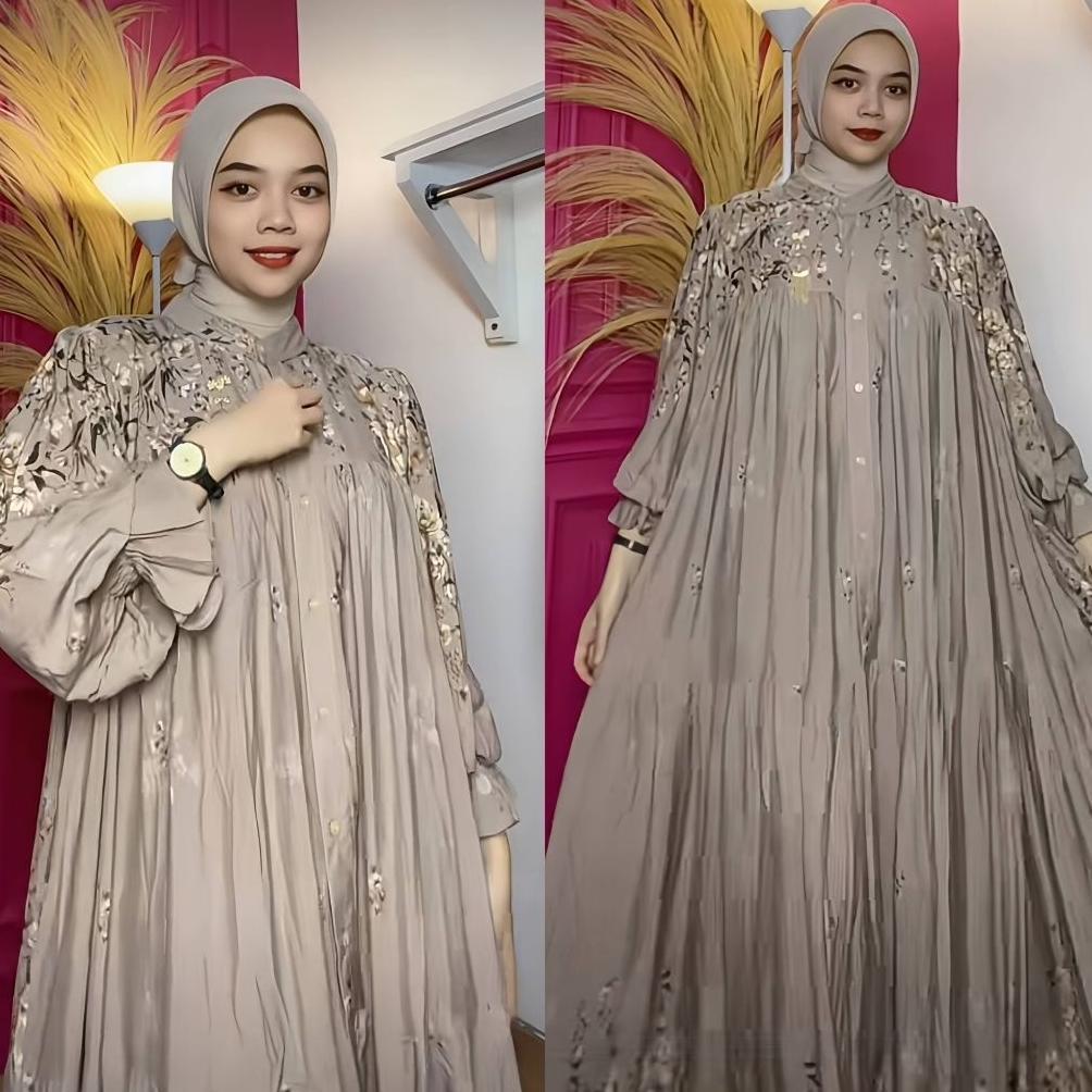 Termurah  Gamis Rayon Premium Syifa Lengan Balon
