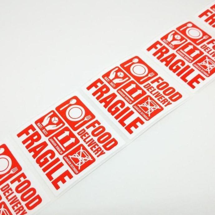 Bigbox- Stiker Food Delivery Makanan Label Fragile 5,5X5,5 Cm (1 Roll/500 Pcs)