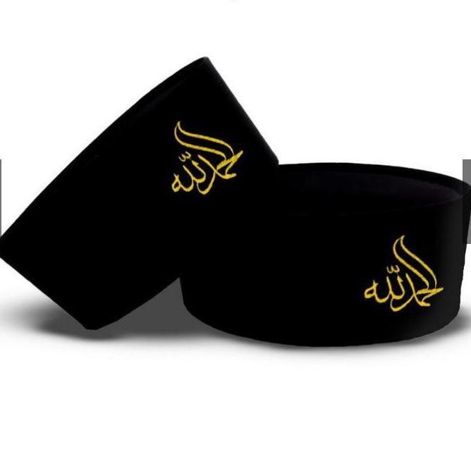 Termurah / Hot Sale Sufi Khas Ac Full Feci Songkok Bludru Hitam Bordir Alhamdulillah Nama Peci Anak 