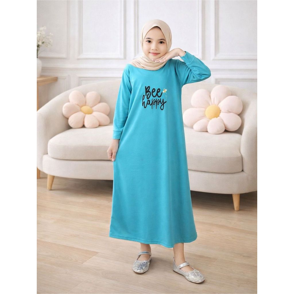 CF Kids CF038 Gamis Anak Perempuan Print DTF Bee Happy Series – Auto Ceria Seharian