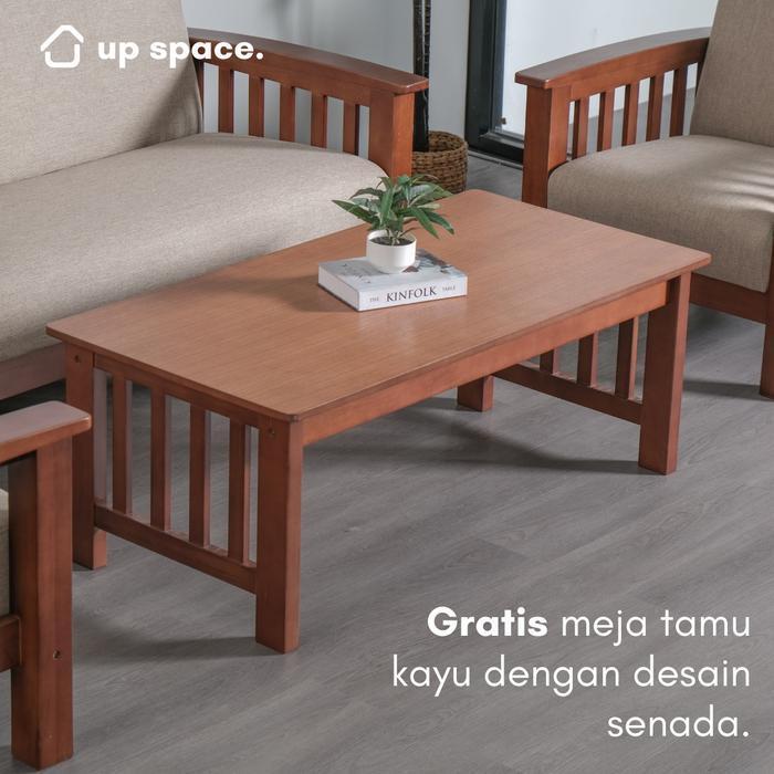 Luna Sofa 311 + Meja Tamu Kayu / Sofa Kayu / Sofa Kantor Ruang Tunggu / Sofa Set Meja Tamu Kayu