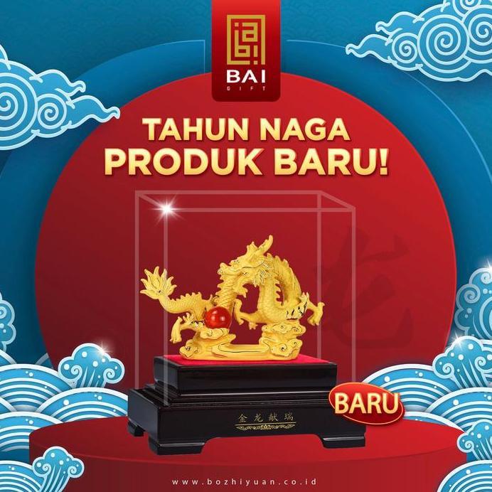 BAI GIFT PATUNG SHIO NAGA HOKI LAPISAN EAMS 24K PATUNG SHIO NAGA GIOK