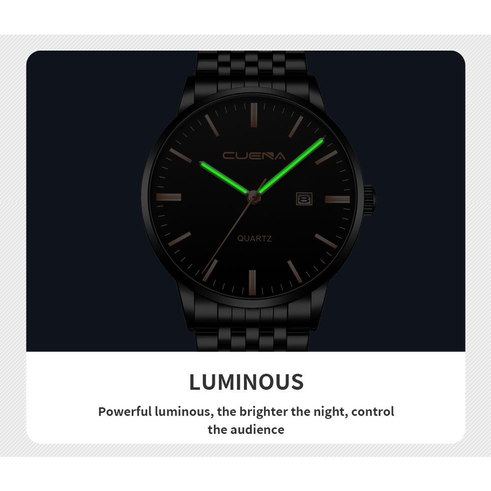 DISKON CUENA JAM TANGAN PRIA ANALOG GELANG BAJA TAHAN KARATKUARSA TAHAN AIRKALENDER OTOMATISTANGAN B