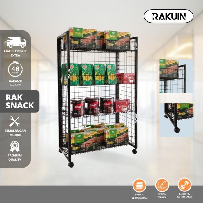 RAK CHIKI - RAK SNACK BESI DENGAN RODA KOKOH / RAK JAJAN DISPLAY/MINI MARKET BONGKAR PASANG - RAKUIN