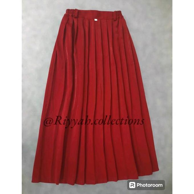 OOTD Rok sekolah SD merah full rempel/rempel atas, rok panjang, rok sekolag twiss licin OOTD