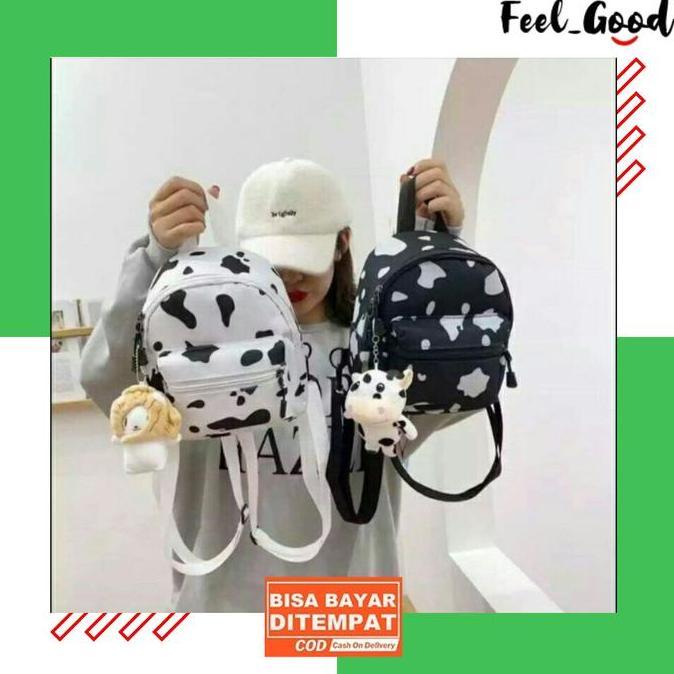 Kasora- Tas Ransel Mini Motif Sapi Tas Ransel Modis Tas Remaja