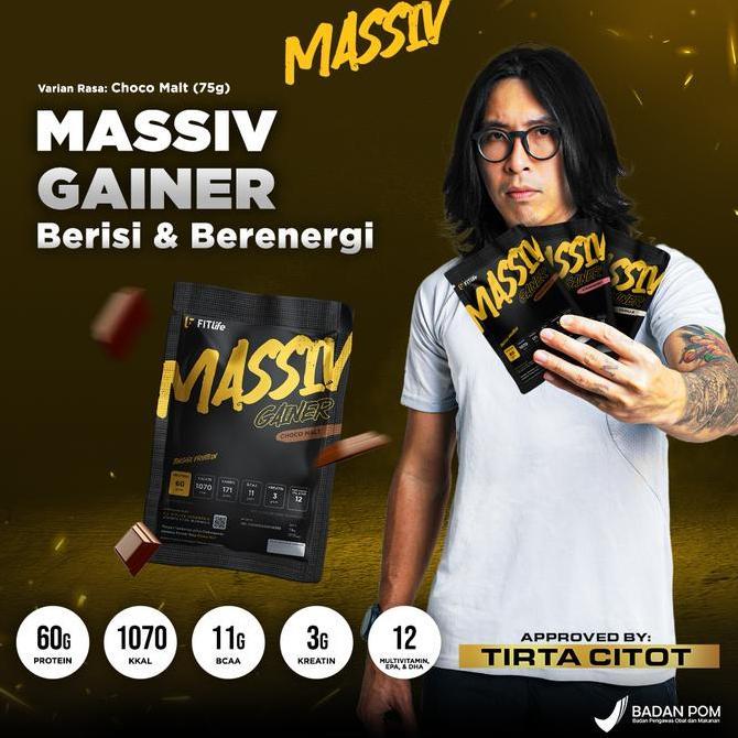 Ultrafit- Fitlife Massiv Gainer Sachet 75 Gram Susu Protein Bulking Tinggi Protein Dan Kalori