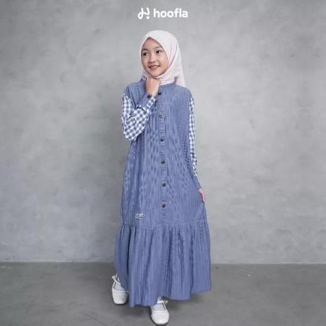 Gamis anak perempuan hooflakids anaya dress panjang remaja usia 5 sampai 12 tahun Kancing Muslim Wan