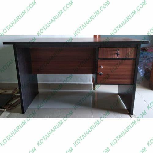 meja kerja besar kantor 1/2 biro panjang 120 cm tebal hitam coklat