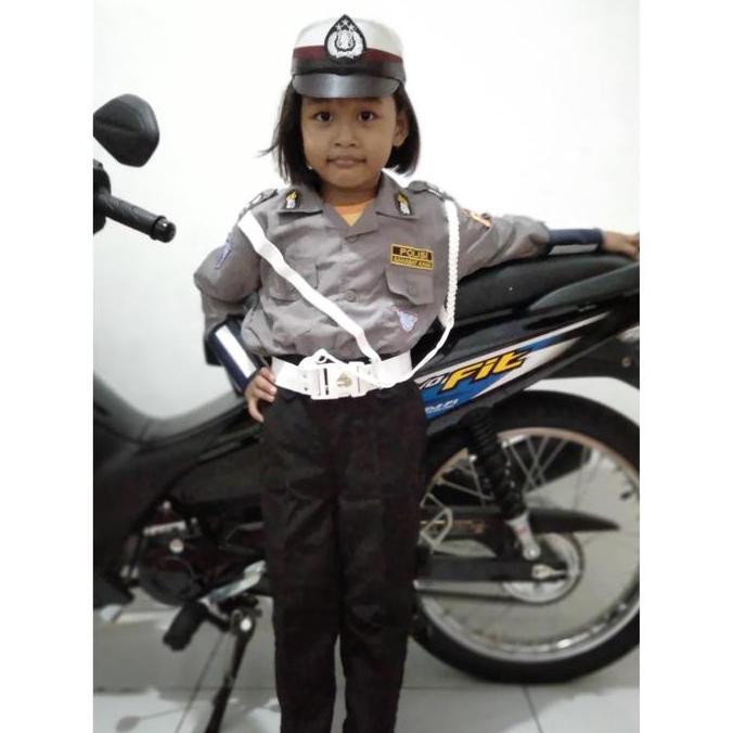 Baju Polisi lalu lintas anak perempuan celana panjang Hijab Baju Pocil