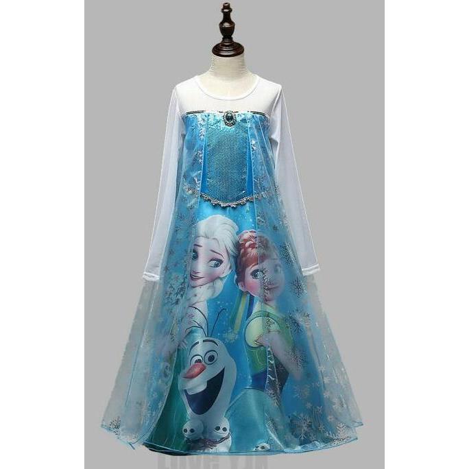 Baju Dress Kostum Frozen Gambar Elsa dan Anna