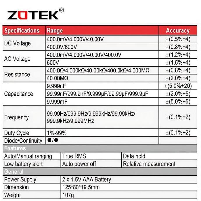Murah Multitester Digital Zotek Vc921 Original / Avometer Digital Zotek Vc921