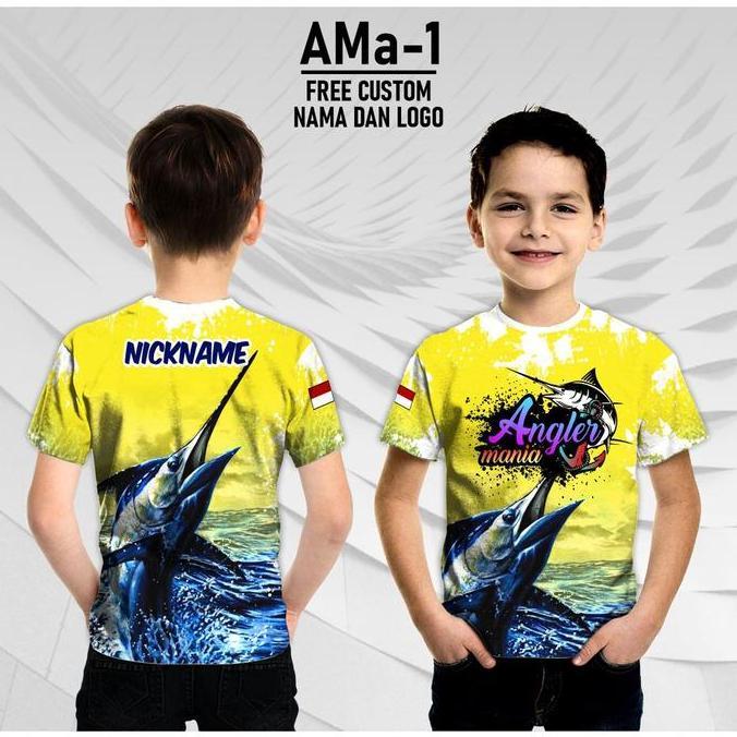 kaos mancing anak jersey mancing anak angler free custom nama dan logo
