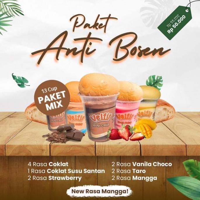 1 DOS PAKET MIX 4 RASA ES ROTI CELUP VELFIT ISI 13 CUP