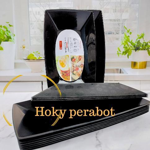 Piring Saji Persegi Panjang Pla Hitam Set 6 Pcs