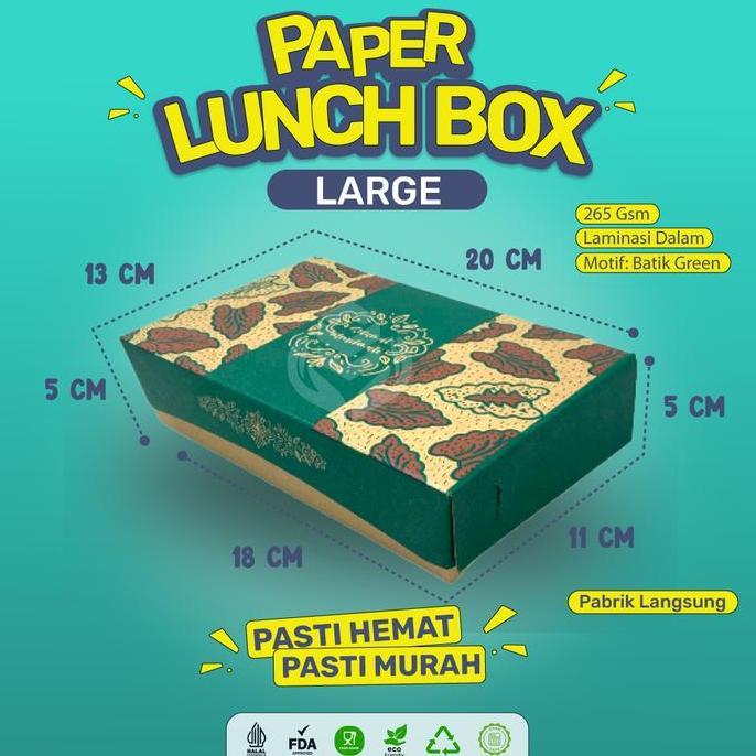 CVRAHAYU_GENTLA - (5 PCS) PAPER LUNCH BOX L / LUNCH BOX PAPER L / KOTAK MAKAN MOTIF / DUS TAKE AWAY 