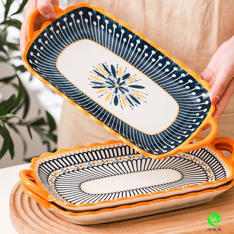 ASHOME Piring Gagang Blue Flower Microwave Safe