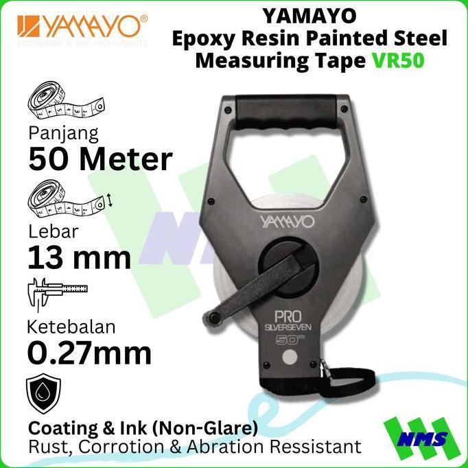 Murah Meteran Gulung Yamayo 50M Silver Seven Vr50 Steel Plat Baja Original Japan Tancap Tanah Roll R