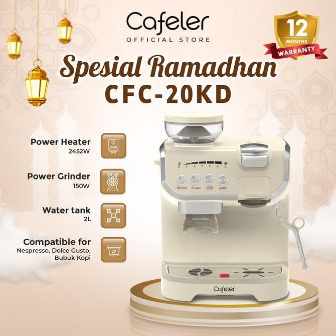 Cafeler Mesin Kopi Multi Kapsul 3 Adaptor/Grinder/Milk Frother 2 Heather