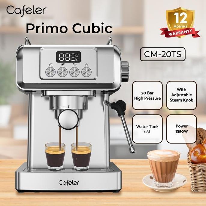 Cafeler Mesin Kopi Espresso 20 Bar Coffee Maker Stainless Steel Bundling Package