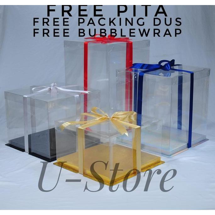 Tayoo- Kotak Kue Kotak Kue Mika Transparan Dus Kue Transparan Cake Box Kotak Kado Ulang Tahun Hantar