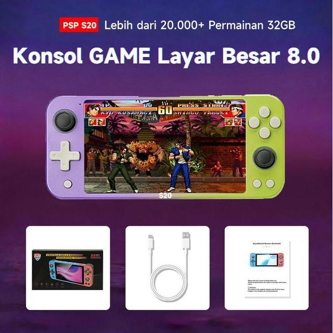 gustifortuna22 - (cod) psp s20/x80 game console 7 inci layar besar dukung  & hd tv 20000+ game emula