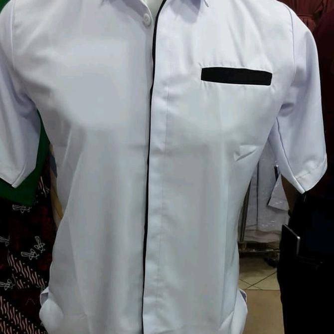 Termurah / Hot Sale Baju Dinas Hitam Putih Pria Asn/Seragam Putih Pria Lengan Pendek/Seragam Asn Put