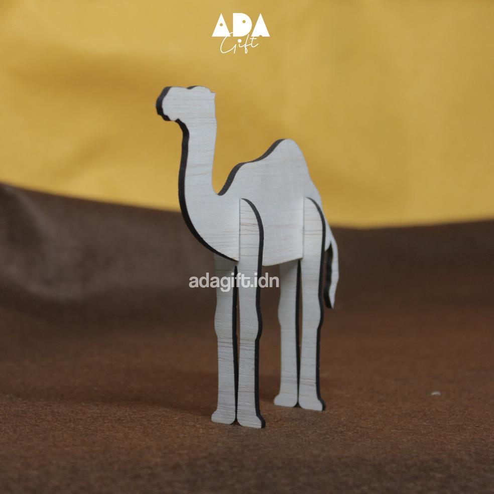 Tahan Lama Unta Kayu Dekorasi Meja | Hiasan Idul Adha | Properti Foto Unta | Ramadhan