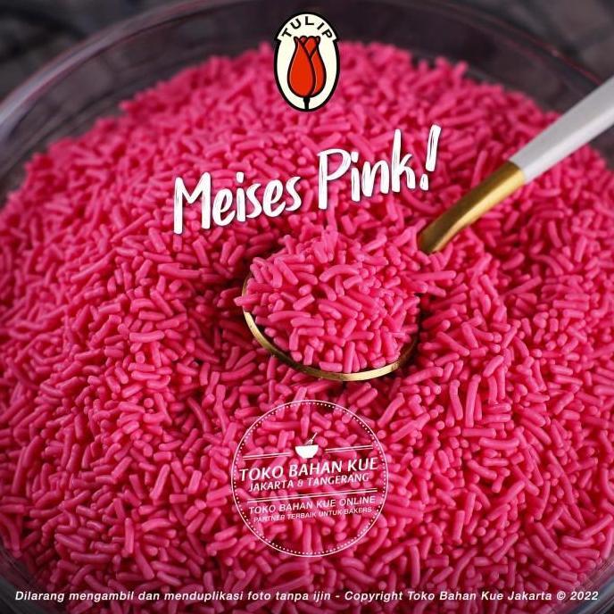 Eatstraight- Tulip Meises Chocorice Pink 100Gr Cokelat Topping Meses Ceres Mesis Warna Merah Muda