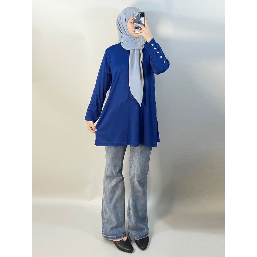 DAUKY DRESS ATASAN TUNIK WANITA LENGAN BERKANCING  GL FASHION