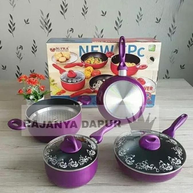 Panci set teflon supra rosemary 7pcs - panci stainless set supra 7pcs