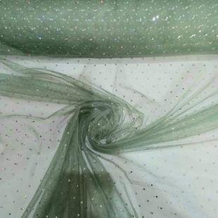 Kain Soft Tulle Gliter Kain Tile Sparkling Diamond Warna SAGE GREEN Meter dan 0.5 Metter Lebar 170cm